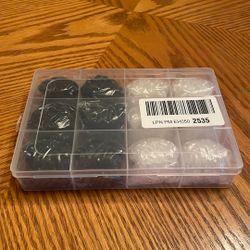 New - Plastic Organizer Box With Small Clear & Black Rubber Bands (Hair Elastics)