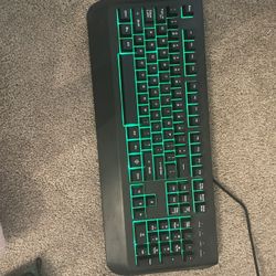 onn. Gaming Mechanical Keyboard with Blue Switches, Adjustable 16.8M LED Lighting, 104 Keys, Black