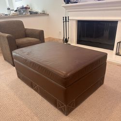 Leather Storage Ottoman 