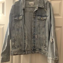 WOMENS XL JEAN JACKET DISTRESSED OLD NAVY
