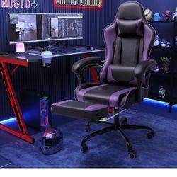❤️Gaming Chair with Footrest and Massage Lumbar Support