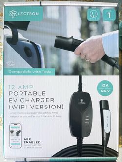Lectron Portable Level 1 J1772 EV Charger (WiFi) with App Control | 120V | 12 Amp | NEMA 5-15