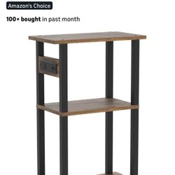 TUTOTAK Small Narrow Side Table with Charging Station