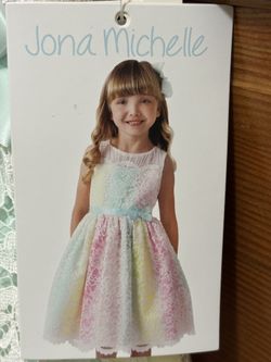 Girls Rainbow Lace Dress Size 7