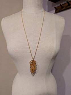 Orange, Feathered Long Necklace 🧡