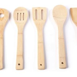NEW 6 Pack Organic Bamboo Kitchen Spoon & Spatula