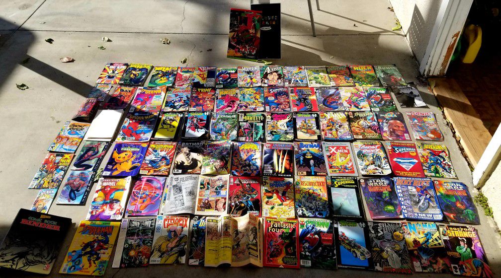 HUGE Comic book lot AND POKEMON, ACTION COMICS, SPIDERMAN, BATMAN and baseball football cards