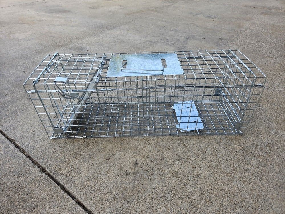 Vevor Live Animal Trap 24x8x8, Humane Cat Cage Galvanized Iron