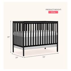 Like New Black Crib + Mattress