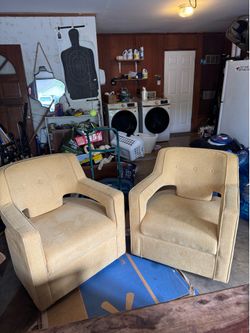 Pair or Single Light Yellow Swivel Chair
