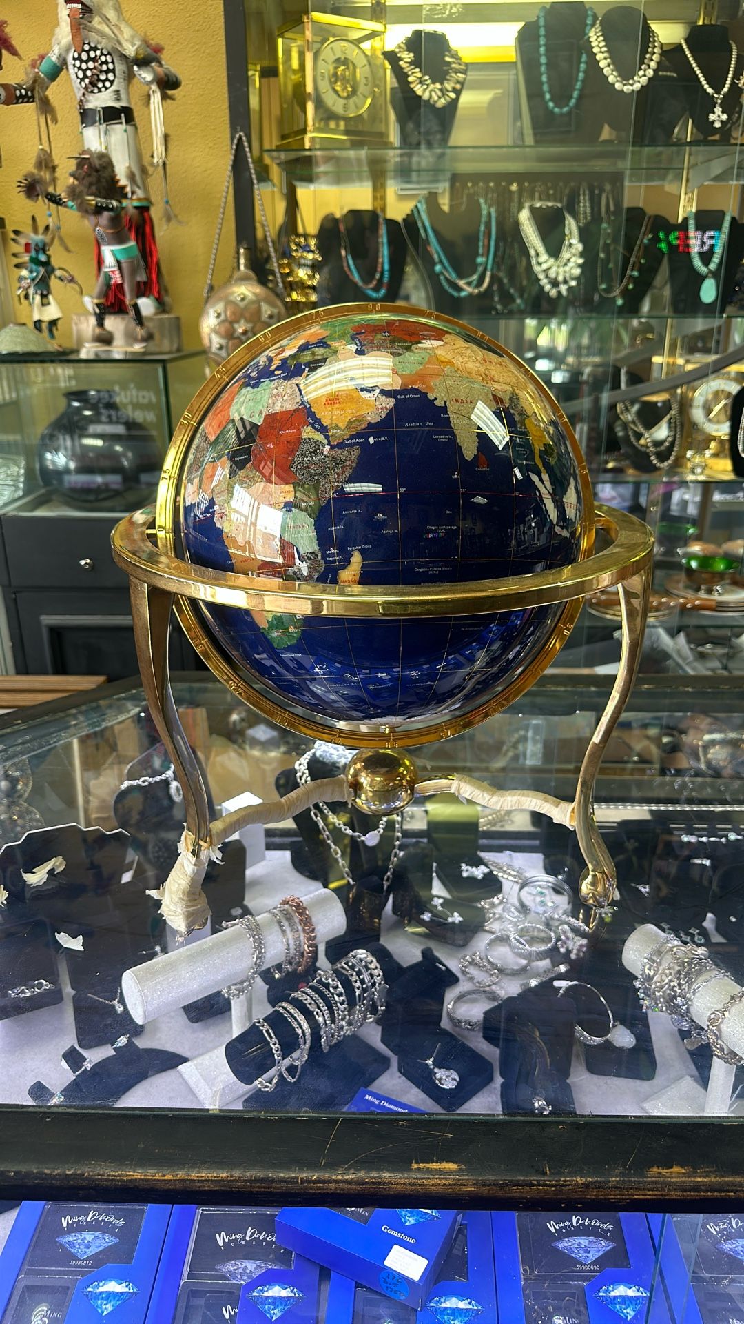 New World Globe W/ Stones