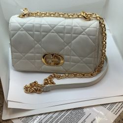 White Dior Caro Leather Bag $1.500.00 Out The Door, $150.00 For Layaway  With Certificate Of Authenticity 