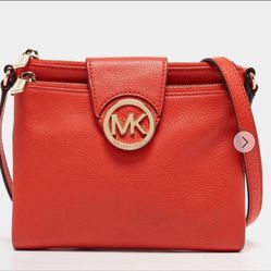 Michael Kors Orange Leather Crossbody Bag