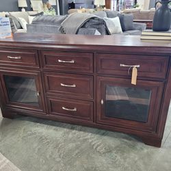 64in Solid Wood Tv Stand 
