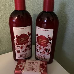 Bath & Body Works Japanese Cherry Blossom Shampoo (2) & Cleansing Bar