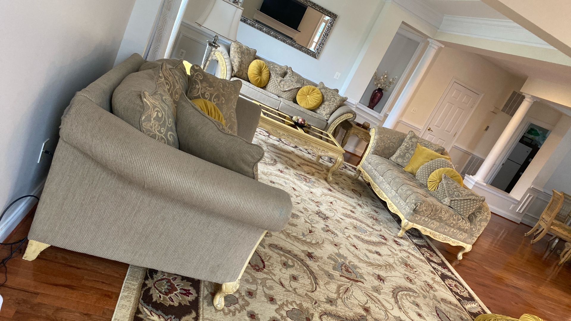 Entire Family Room Set for $550 Cash Only. Hand Crafted 6 Piece Set-Includes Sofa, Loveseat, Chaise, 2 End Tables, Coffee Table.