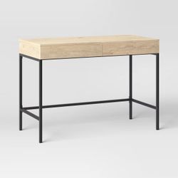 Loring Wood Writing Desk with Drawers and Charging Station Oak - Threshold