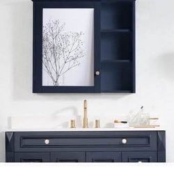Newly Assembled 34"x 30" Wall Mounted Mirrored Medicine Cabinet for Bathroom 6 Tier Wood Frame