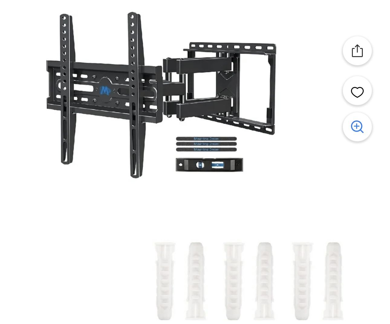 MD2380 Full Motion TV Wall Mount with Swivel and Tilt for 32-65 inch TV, VESA 400x400mm and MD5751 Concrete Wall Anchors for TV Wall Mount Installatio