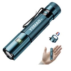 Yemao Emergency EDC Flashlight,Rechargeable 1500LM Mini Light - 6 Modes with Magnet/Clip,Portable Pocket-Sized Keychain Flashlight,IP6 Waterproof LED 