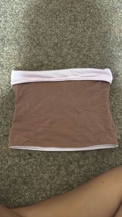 Fold over brown and pink tube top