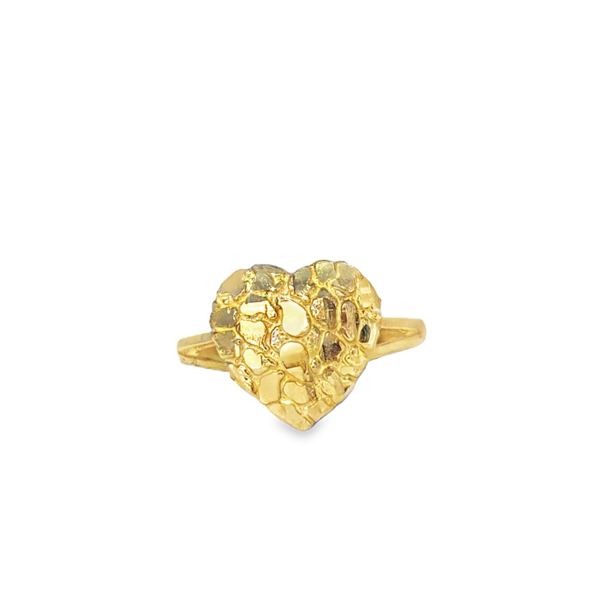 10k Yellow Gold Textured Heart Ring