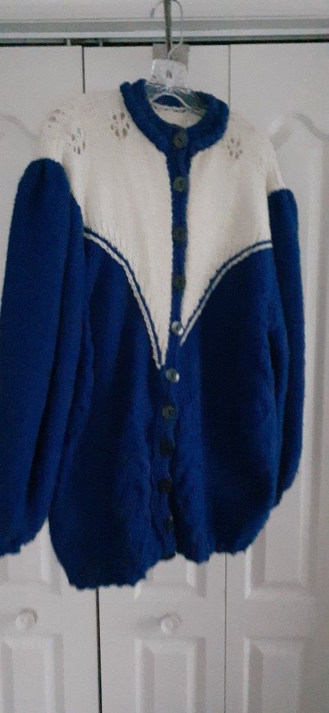 Cardigan XL hand Made Color Royal Blue