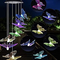 Solar Color Changing Butterfly Wind Chimes