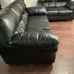 Black Leather Couch & Love Seat