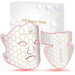 Yahi LED Face Mask Light Therapy, Red Light Therapy for Face, 175 High-Density Light Beads, 7-1 Colors LED Facial Skin Care Mask, White