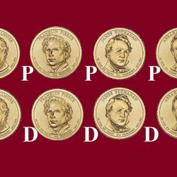 2010 P & D 8 Coin Set Fillmore Pierce Buchanan Lincoln Presidential Dollars BU