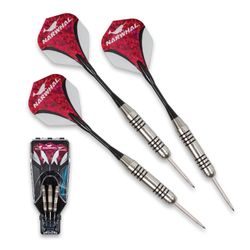 Narwhal Tournament Steel Tip Dart Set for Bristle Dartboards, 22g, 7 in. - 3 Pack with Carry Case