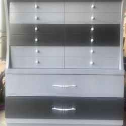 One of a kind 5 drawers dresser, black and gray