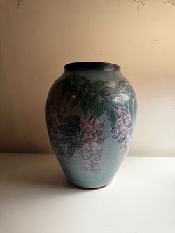 Vintage Chelsea Pottery England Hand-Painted Floral Vase — 8.5” — $65