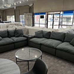 Charcoal Grey Cloud Feather Sofa Set 