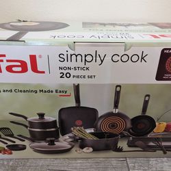 T-fal 20pc Simply Cook Nonstick Cookware Set Black