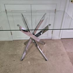 Brand New Tempered Glass Dining Table With Chromed Legs