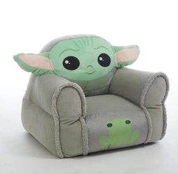 Grogu Star Wars Kids Upholstered Fabric Chair, Green/Gray, Bedroom Playroom