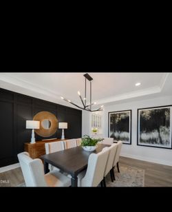 Branches 23.25 in. 7-Light Black Branch Linear Contemporary Chandelier for Dining Room