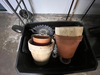 Big Lot of Terracotta and Ceramic Plant Pots, Saucers and Hangers