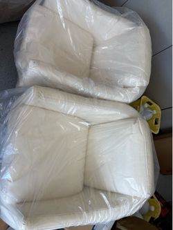 Living Room Chairs- White faux leather