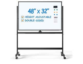 Maxtek Rolling White Board on Wheels 48x32 in, Double-Sided Magnetic Stand
Mobile Dry Erase Board with Stand, Aluminum Frame Easel, Reversible Writing