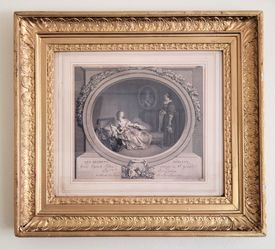 Marguerite Gerard Les Regrets Merites Antique Rococo Engraving 22x20 Framed