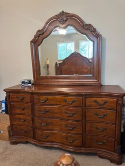 Traditional Wood Dresser with Mirror