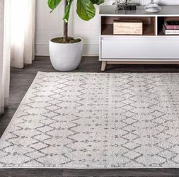 Boho Vintage Diamond Cream/Gray Indoor Area Rug 8X10 ft