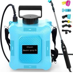 Battery Powered Sprayer 2 Gallon Garden Sprayer, Advance Electric Sprayer with 2 Adjustable Speed, 6 Mist Nozzles, USB Rechargeable with for Yard Lawn
