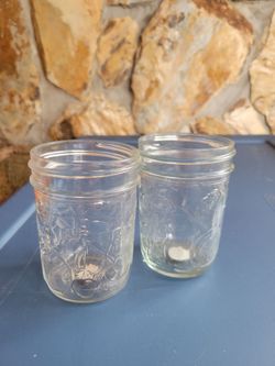 1978? Vintage Kerr Mason Jar, Pint Glass Fruit Embossed Canning Jelly Jar