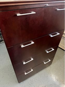4 Drawer Wooden File Cabinet w/ key