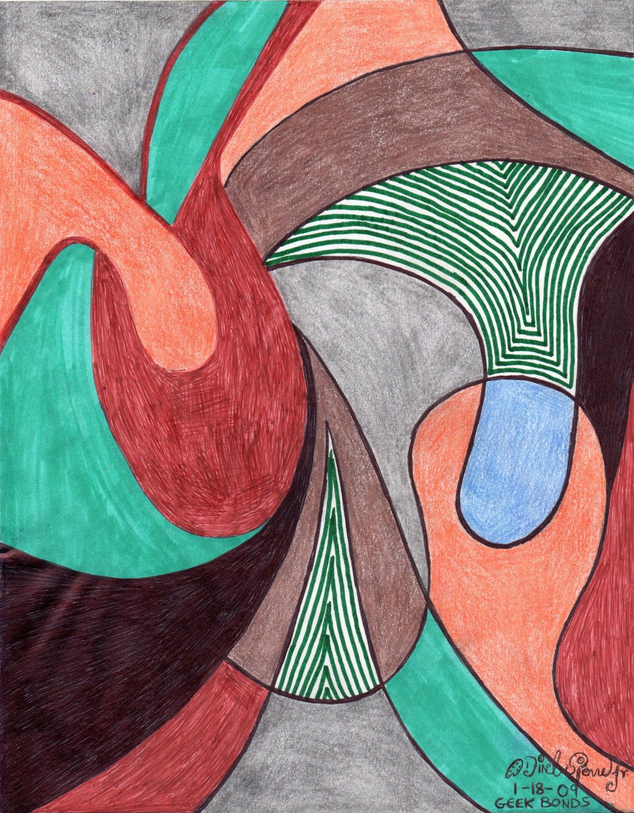 PRINT drawing by me "Geek bonds" abstract