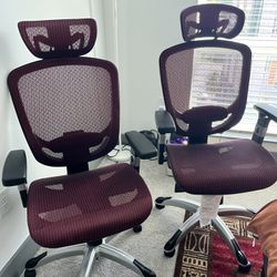 Two Ergonomic Mesh Swivel Office Chairs